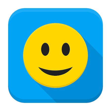 simsearch:400-05946517,k - Smiling Yellow Face App Icon. Vector Illustration of Flat Style Icon Squre Shaped with Long Shadow. Foto de stock - Royalty-Free Super Valor e Assinatura, Número: 400-08624110