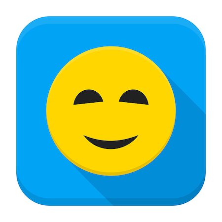 simsearch:400-08619521,k - Smiling Yellow Smiley App Icon. Vector Illustration of Flat Style Icon Squre Shaped with Long Shadow. Foto de stock - Super Valor sin royalties y Suscripción, Código: 400-08624111