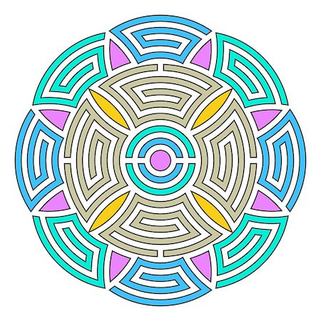 Colorful geometric abstract round mandala vector illustration Stock Photo - Budget Royalty-Free & Subscription, Code: 400-08624165