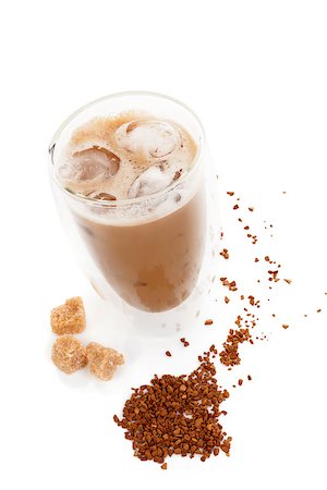 Delicious ice coffee on white background. Traditional coffee drinking. Photographie de stock - Aubaine LD & Abonnement, Code: 400-08624385