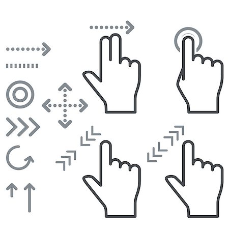 Touch screen gesture hand signs icons Stock Photo - Budget Royalty-Free & Subscription, Code: 400-08624428