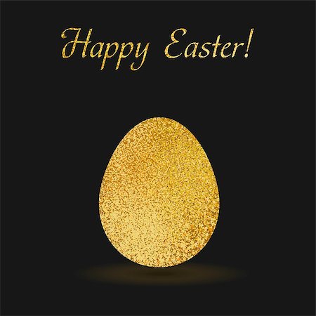 simsearch:400-08786287,k - Gold egg sparkles on black background. Gold glitter vector design for easter celebration event Foto de stock - Super Valor sin royalties y Suscripción, Código: 400-08624716