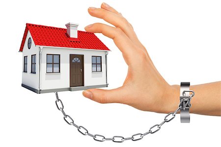 simsearch:400-07420953,k - Chained hand holding house isolated on white background Stock Photo - Budget Royalty-Free & Subscription, Code: 400-08624765