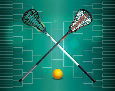 A lacrosse tournament illustration with lacrosse sticks, ball, and bracket. Vector EPS 10 available. Stock Photo - Budget Royalty-Free & Subscription, Code: 400-08624993