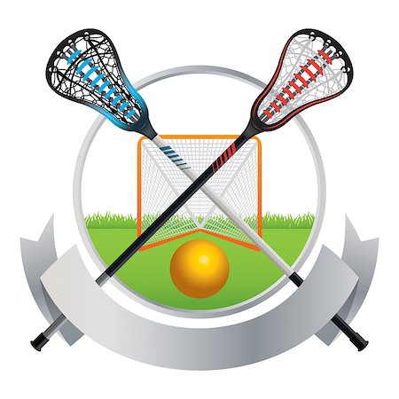 An emblem for a lacrosse match with sticks, ball, and goal. Vector EPS 10 available. Stock Photo - Budget Royalty-Free & Subscription, Code: 400-08625003