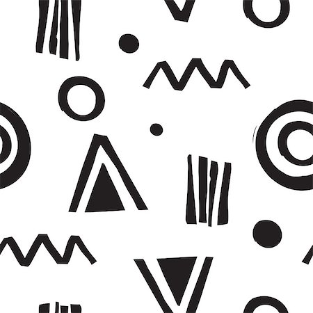 simsearch:400-07932621,k - Vector seamless geometric doodle pattern. Abstract minimalist pattern with linear figure in black and white. Design background for fashion textile print, wrapping paper or web background Foto de stock - Royalty-Free Super Valor e Assinatura, Número: 400-08625206