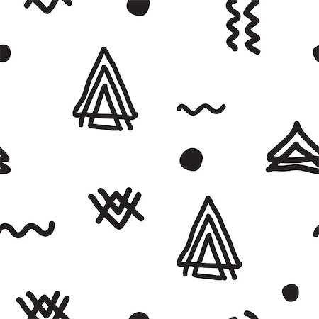 simsearch:400-07932621,k - Vector seamless geometric doodle pattern. Abstract minimalist pattern with linear figure in black and white. Design background for fashion textile print, wrapping paper or web background Foto de stock - Royalty-Free Super Valor e Assinatura, Número: 400-08625210