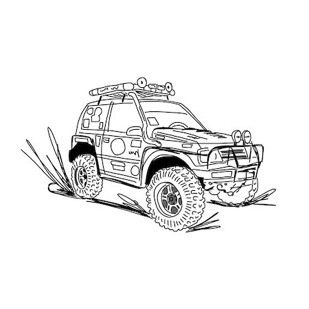 simsearch:400-08612289,k - Tuned SUV car, sketch for your design. Vector illustration Stock Photo - Budget Royalty-Free & Subscription, Code: 400-08625240