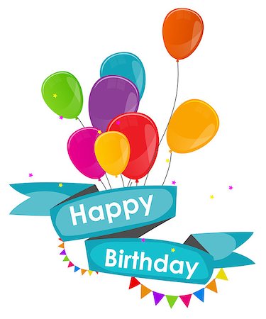 simsearch:400-08138674,k - Happy Birthday Card Template with Balloons Vector Illustration EPS10 Stock Photo - Budget Royalty-Free & Subscription, Code: 400-08625326