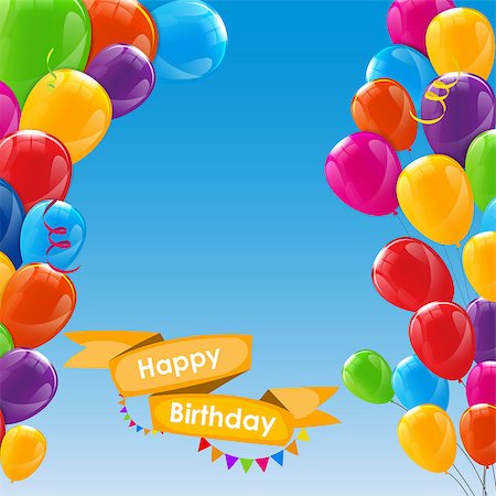 simsearch:400-08138674,k - Happy Birthday Card Template with Balloons Vector Illustration EPS10 Stock Photo - Budget Royalty-Free & Subscription, Code: 400-08625327