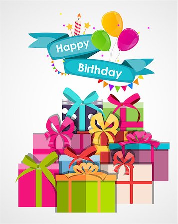 simsearch:400-08138674,k - Happy Birthday Card Template with Balloons Vector Illustration EPS10 Stock Photo - Budget Royalty-Free & Subscription, Code: 400-08625320