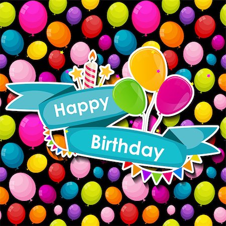 simsearch:400-08138674,k - Happy Birthday Card Template with Balloons Vector Illustration EPS10 Stock Photo - Budget Royalty-Free & Subscription, Code: 400-08625322