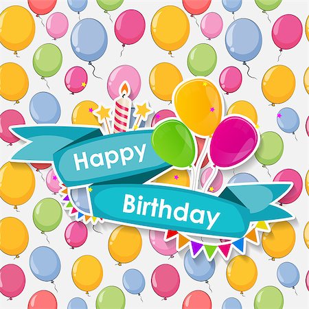 simsearch:400-08138674,k - Happy Birthday Card Template with Balloons Vector Illustration EPS10 Stock Photo - Budget Royalty-Free & Subscription, Code: 400-08625335