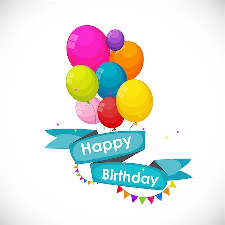 simsearch:400-09090987,k - Happy Birthday Card Template with Balloons Vector Illustration EPS10 Stock Photo - Budget Royalty-Free & Subscription, Code: 400-08625337