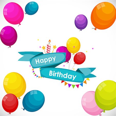 simsearch:400-08138674,k - Happy Birthday Card Template with Balloons Vector Illustration EPS10 Stock Photo - Budget Royalty-Free & Subscription, Code: 400-08625339