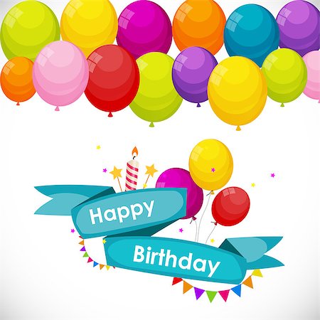 simsearch:400-08138674,k - Happy Birthday Card Template with Balloons Vector Illustration EPS10 Stock Photo - Budget Royalty-Free & Subscription, Code: 400-08625341