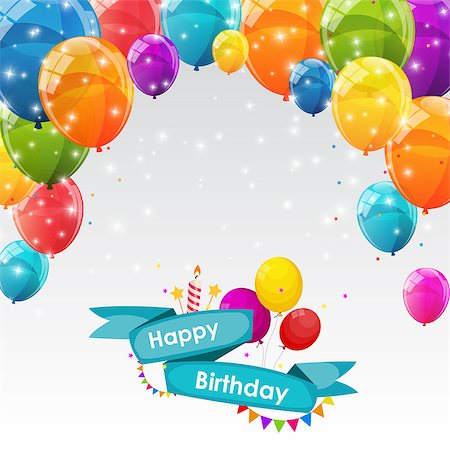 simsearch:400-08138674,k - Happy Birthday Card Template with Balloons Vector Illustration EPS10 Stock Photo - Budget Royalty-Free & Subscription, Code: 400-08625357