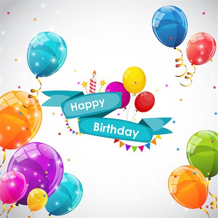 simsearch:400-08138674,k - Happy Birthday Card Template with Balloons Vector Illustration EPS10 Stock Photo - Budget Royalty-Free & Subscription, Code: 400-08625359
