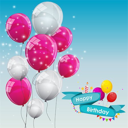 simsearch:400-08138674,k - Happy Birthday Card Template with Balloons Vector Illustration EPS10 Stock Photo - Budget Royalty-Free & Subscription, Code: 400-08625360