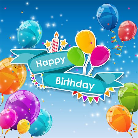 simsearch:400-09090987,k - Happy Birthday Card Template with Balloons Vector Illustration EPS10 Stock Photo - Budget Royalty-Free & Subscription, Code: 400-08625361