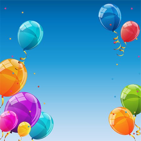 simsearch:400-09090987,k - Happy Birthday Card Template with Balloons Vector Illustration EPS10 Stock Photo - Budget Royalty-Free & Subscription, Code: 400-08625362