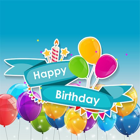 simsearch:400-08138674,k - Happy Birthday Card Template with Balloons Vector Illustration EPS10 Stock Photo - Budget Royalty-Free & Subscription, Code: 400-08625363
