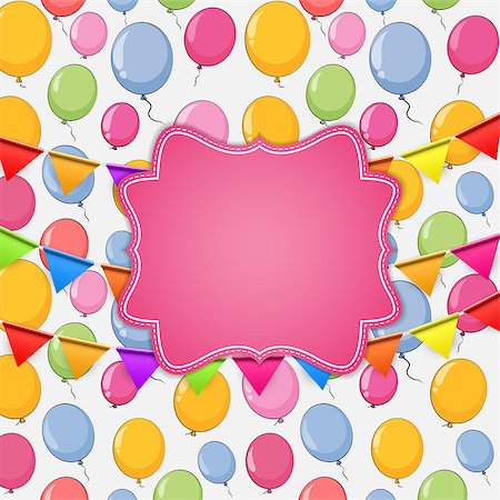 simsearch:400-08138674,k - Happy Birthday Card Template with Balloons Vector Illustration EPS10 Stock Photo - Budget Royalty-Free & Subscription, Code: 400-08625374