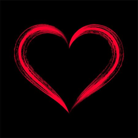 simsearch:400-08415609,k - Red vector stylized brush strokes heart on black Stock Photo - Budget Royalty-Free & Subscription, Code: 400-08625440
