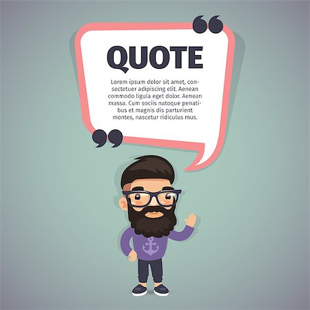 simsearch:400-08195370,k - Quote speech banner with casually dressed flat cartoon hipster. Clipping paths included. Stock Photo - Budget Royalty-Free & Subscription, Code: 400-08625467