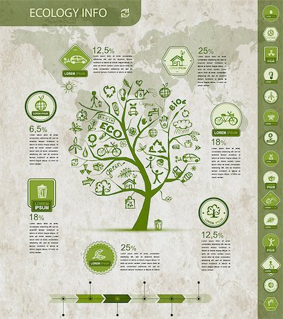 simsearch:400-08553864,k - Ecology infographics with green tree, sketch for yuor design. Vector illustration Stock Photo - Budget Royalty-Free & Subscription, Code: 400-08625569