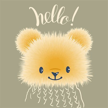 simsearch:400-08533967,k - Hand Lettering "Hello!" and fluffy Teddy bear.  Hand-drawn illustration. Vector. Stock Photo - Budget Royalty-Free & Subscription, Code: 400-08625587