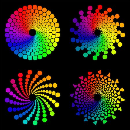 simsearch:400-08403707,k - Color wheel or color circle icons set, isolated on black background Foto de stock - Royalty-Free Super Valor e Assinatura, Número: 400-08625583