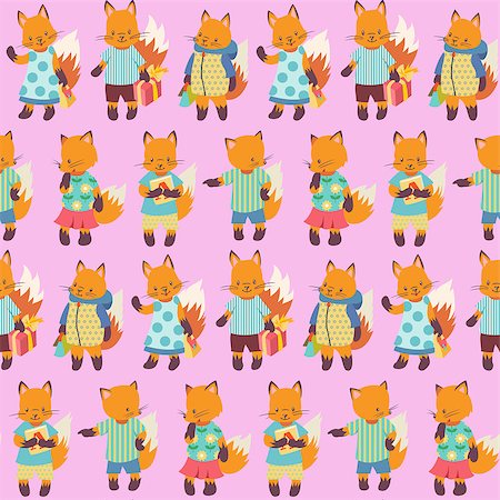 simsearch:400-07219167,k - Seamless pattern - funny cartoon Foxes. Vector illustration. Stock Photo - Budget Royalty-Free & Subscription, Code: 400-08625604