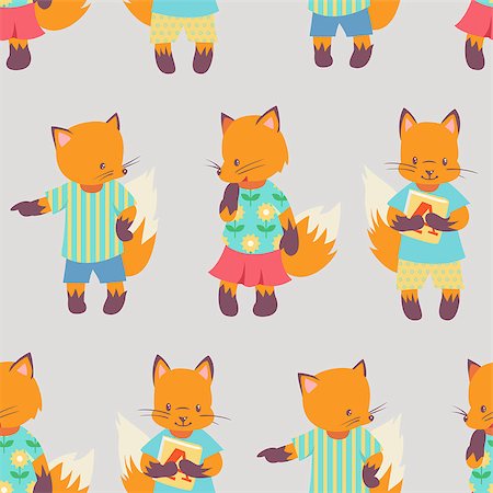 simsearch:400-07219167,k - Seamless pattern - funny cartoon Foxes. Vector illustration. Stock Photo - Budget Royalty-Free & Subscription, Code: 400-08625602