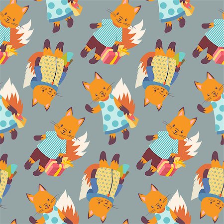 simsearch:400-07219167,k - Seamless pattern - funny cartoon Foxes. Vector illustration. Stock Photo - Budget Royalty-Free & Subscription, Code: 400-08625603