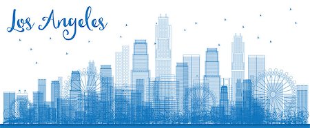 Outline Los Angeles Skyline with Blue Buildings. Vector Illustration. Business travel and tourism concept with modern buildings. Image for presentation, banner, placard and web site. Foto de stock - Royalty-Free Super Valor e Assinatura, Número: 400-08625751