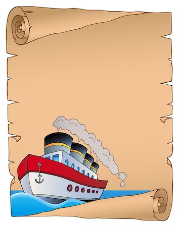 steamboat - Parchment with nautical ship theme 2 - eps10 vector illustration. Foto de stock - Super Valor sin royalties y Suscripción, Código: 400-08625831