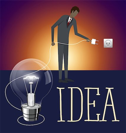 simsearch:400-08756550,k - Idea research flat isometry business startup experiment concept vector illustration. Businessman lighting big lamp abstract electronic device Stock Photo - Budget Royalty-Free & Subscription, Code: 400-08625848