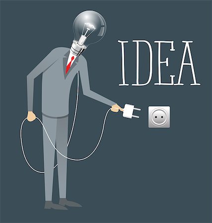 simsearch:400-08756550,k - Idea research flat isometry business startup experiment concept vector illustration. Businessman lighting big lamp abstract electronic device Stock Photo - Budget Royalty-Free & Subscription, Code: 400-08625866