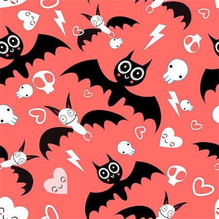 simsearch:400-07933418,k - Seamless beautiful pattern of the fun Halloween bats Photographie de stock - Aubaine LD & Abonnement, Code: 400-08626058