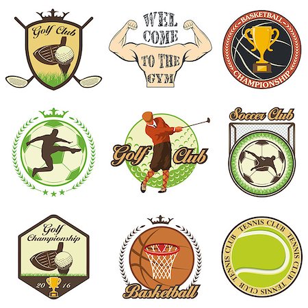 simsearch:400-05115587,k - Set of vintage sports emblems, labels, badges and logos Foto de stock - Royalty-Free Super Valor e Assinatura, Número: 400-08626098