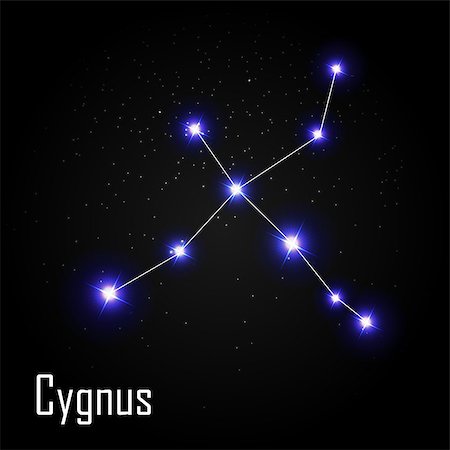 simsearch:622-06398383,k - Cygnus Constellation with Beautiful Bright Stars on the Background of Cosmic Sky Vector Illustration EPS10 Fotografie stock - Microstock e Abbonamento, Codice: 400-08626277