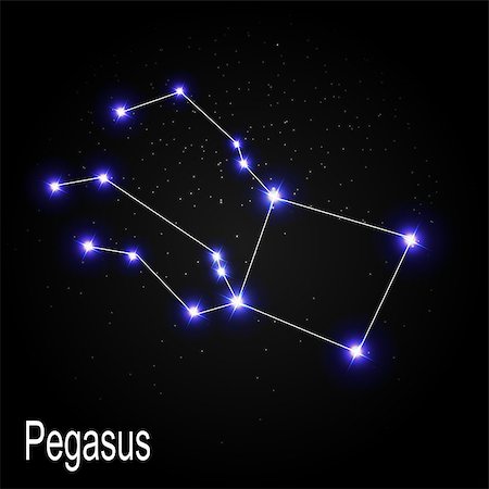 simsearch:400-08626290,k - Pegasus Constellation with Beautiful Bright Stars on the Background of Cosmic Sky Vector Illustration EPS10 Photographie de stock - Aubaine LD & Abonnement, Code: 400-08626285