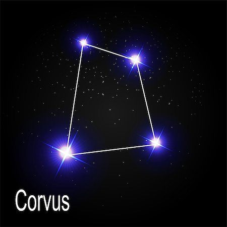 Corvus Constellation with Beautiful Bright Stars on the Background of Cosmic Sky Vector Illustration EPS10 Stock Photo - Budget Royalty-Free & Subscription, Code: 400-08626297