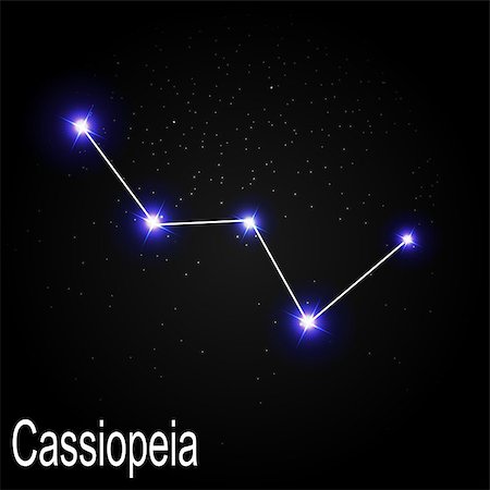 Cassiopeia Constellation with Beautiful Bright Stars on the Background of Cosmic Sky Vector Illustration EPS10 Stock Photo - Budget Royalty-Free & Subscription, Code: 400-08626304