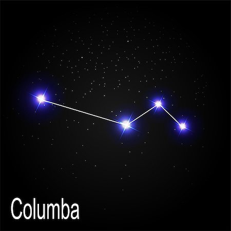 Columba Constellation with Beautiful Bright Stars on the Background of Cosmic Sky Vector Illustration EPS10 Stock Photo - Budget Royalty-Free & Subscription, Code: 400-08626301