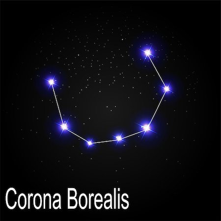 Corona Borealis Constellation with Beautiful Bright Stars on the Background of Cosmic Sky Vector Illustration EPS10 Stock Photo - Budget Royalty-Free & Subscription, Code: 400-08626314