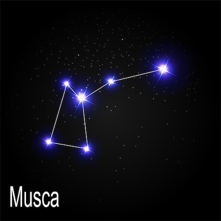 Musca Constellation with Beautiful Bright Stars on the Background of Cosmic Sky Vector Illustration EPS10 Stock Photo - Budget Royalty-Free & Subscription, Code: 400-08626310