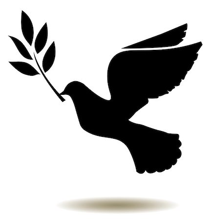 fly free icon - vector dove silhouette with olive branch Stock Photo - Budget Royalty-Free & Subscription, Code: 400-08626554