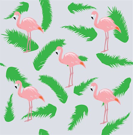 vector illustration of flamingo birds silhouettes Photographie de stock - Aubaine LD & Abonnement, Code: 400-08626560